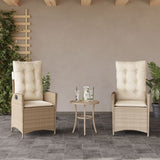 Vidaxl 3-delige bistroset met kussens poly rattan beige