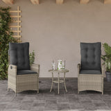 Vidaxl 3-delige bistroset met kussens poly rattan lichtgrijs