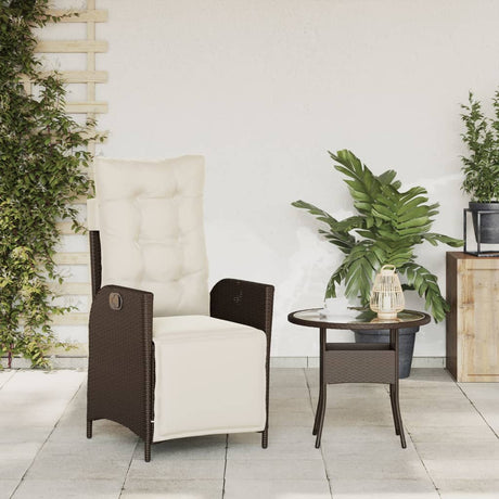 Vidaxl tuinstoel verstelbaar met voetensteun poly rattan bruin