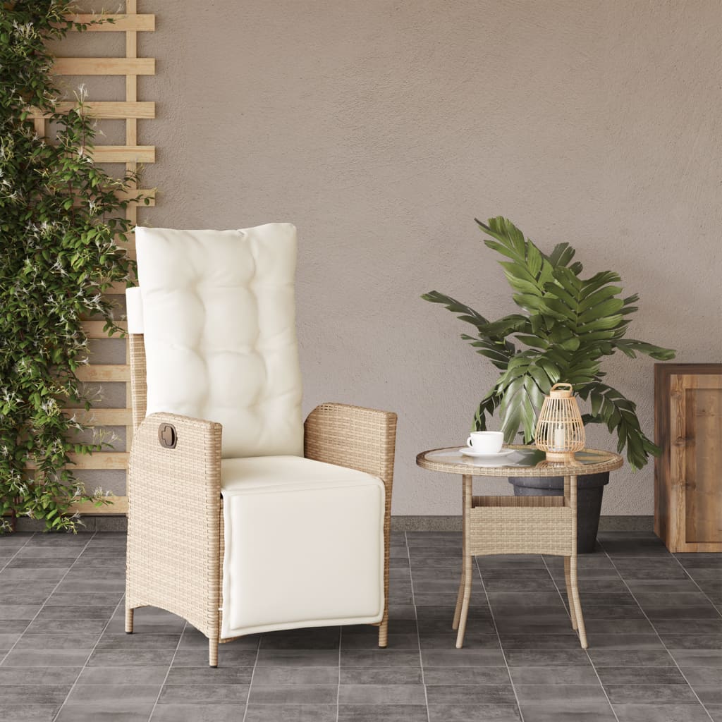 Vidaxl tuinstoel verstelbaar met voetensteun poly rattan beige