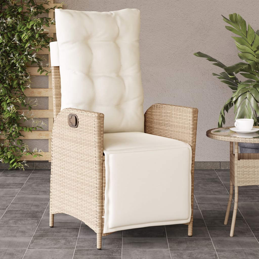 Vidaxl tuinstoel verstelbaar met voetensteun poly rattan beige