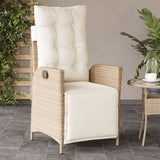 Vidaxl tuinstoel verstelbaar met voetensteun poly rattan beige