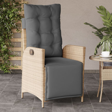 Vidaxl tuinstoel verstelbaar met voetensteun poly rattan gemengd beige