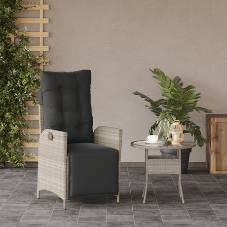 Vidaxl tuinstoel verstelbaar met voetensteun poly rattan lichtgrijs