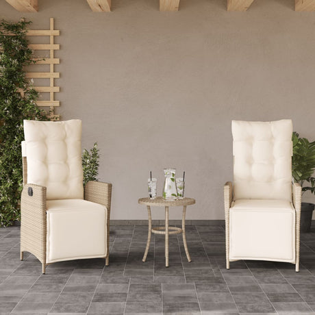 Vidaxl tuinstoelen 2 st verstelbaar met voetensteun poly rattan beige