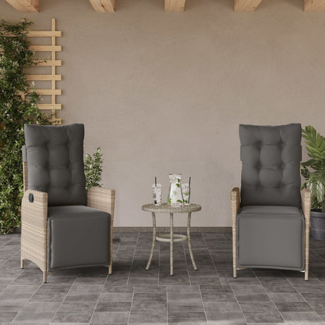 Vidaxl tuinstoelen 2 st verstelbaar voetensteun poly rattan lichtgrijs