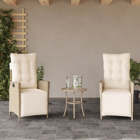 Vidaxl 3-delige bistroset met kussens poly rattan beige