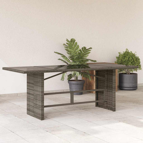 Vidaxl tuintafel met glazen blad 190x80x74 cm poly rattan grijs