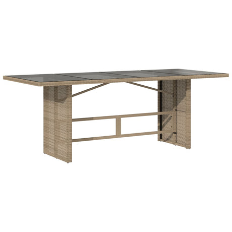 Vidaxl tuintafel met glazen blad 190x80x74 cm poly rattan beige