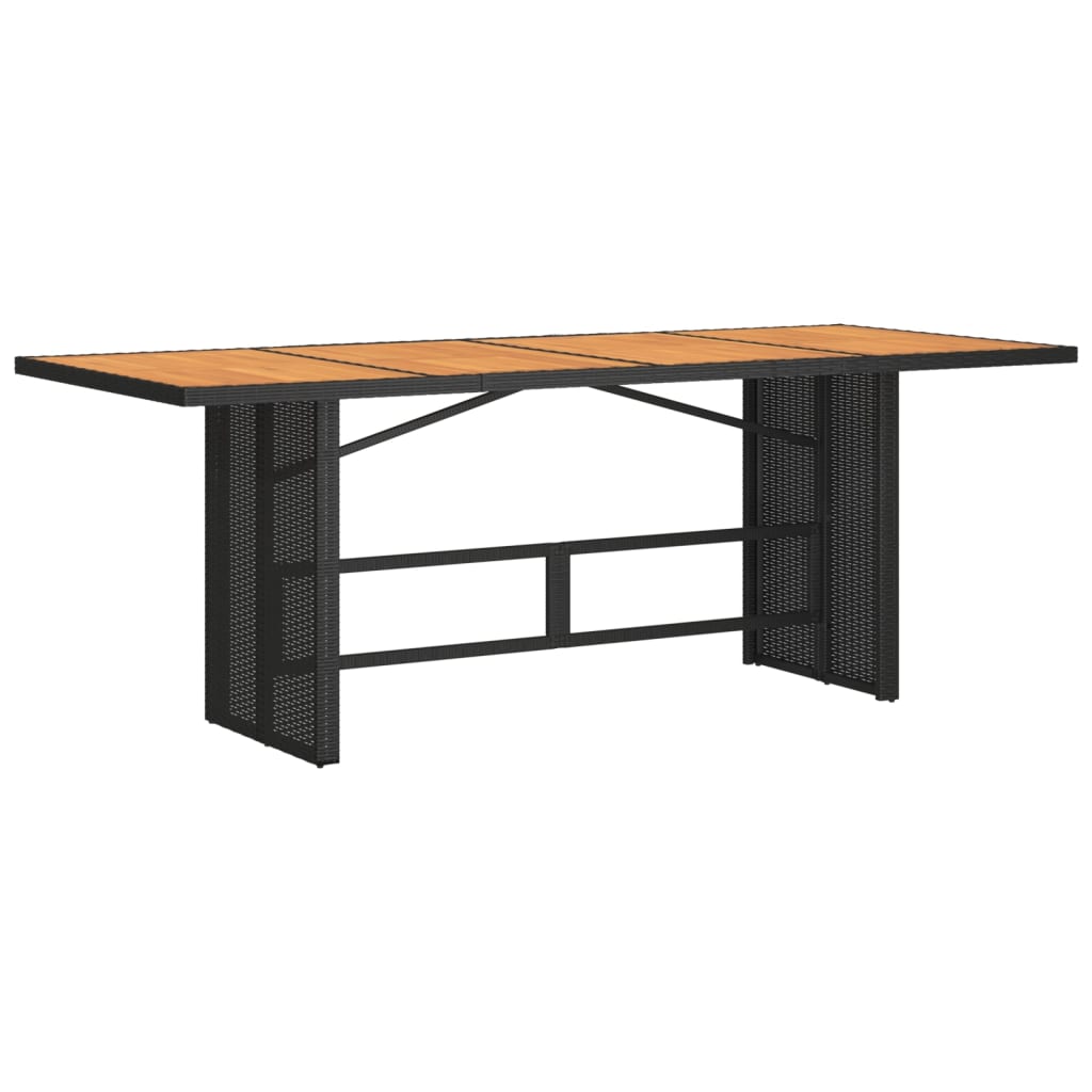 Vidaxl tuintafel met acaciahouten blad 190x80x74 cm poly rattan zwart