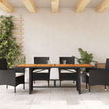 Vidaxl tuintafel met acaciahouten blad 190x80x74 cm poly rattan zwart