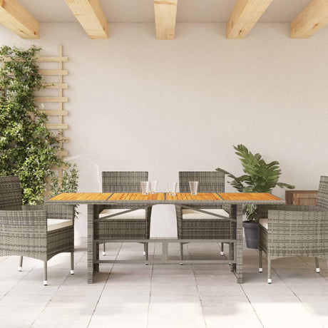 Vidaxl tuintafel met acaciahouten blad 190x80x74 cm poly rattan grijs