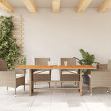 Vidaxl tuintafel met acaciahouten blad 190x80x74 cm poly rattan beige