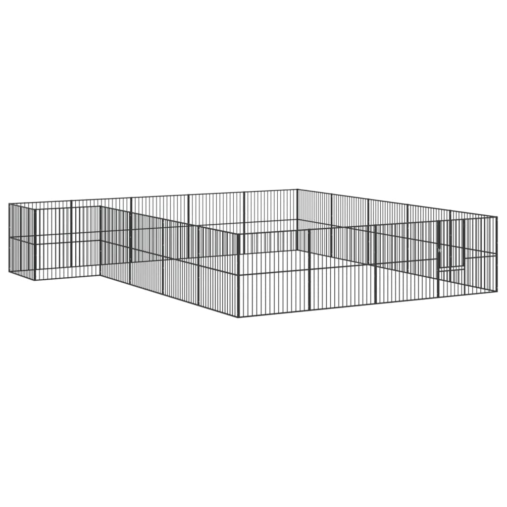 VidaXL Hundehütte 20 Platten pulverbeschichteter Stahl schwarz