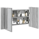 Vidaxl badkamerkast met spiegel en led 80x12x45 cm acryl grijs sonoma