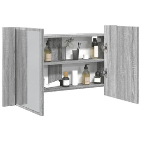 Vidaxl badkamerkast met spiegel en led 80x12x45 cm acryl grijs sonoma