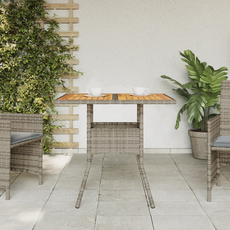 Vidaxl tuintafel met acaciahouten blad 80x80x75 cm poly rattan grijs