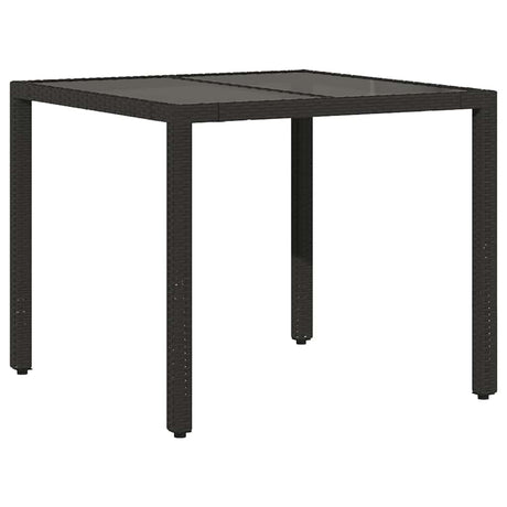 Vidaxl tuintafel met glazen blad 90x90x75 cm poly rattan