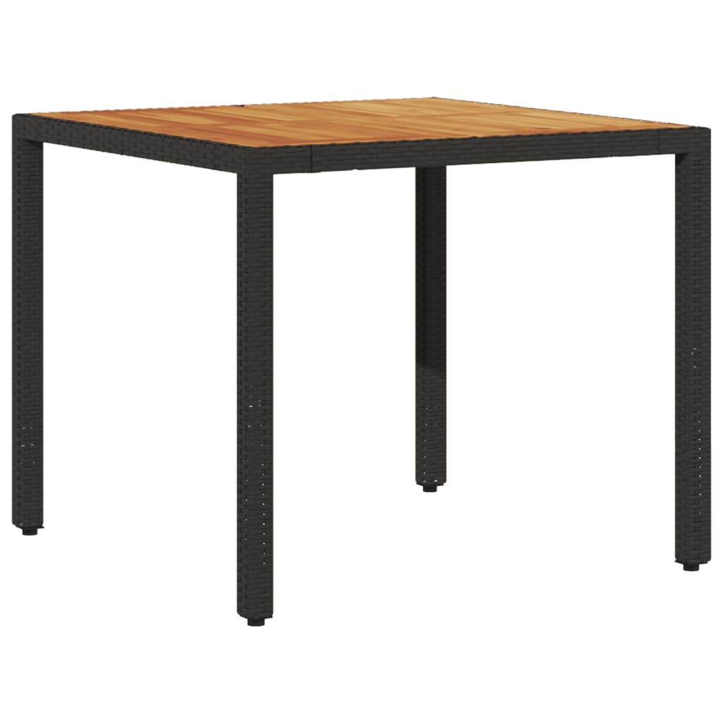Vidaxl tuintafel met acaciahouten blad 90x90x75 cm poly rattan zwart