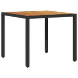 Vidaxl tuintafel met acaciahouten blad 90x90x75 cm poly rattan zwart