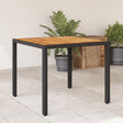 Vidaxl tuintafel met acaciahouten blad 90x90x75 cm poly rattan zwart