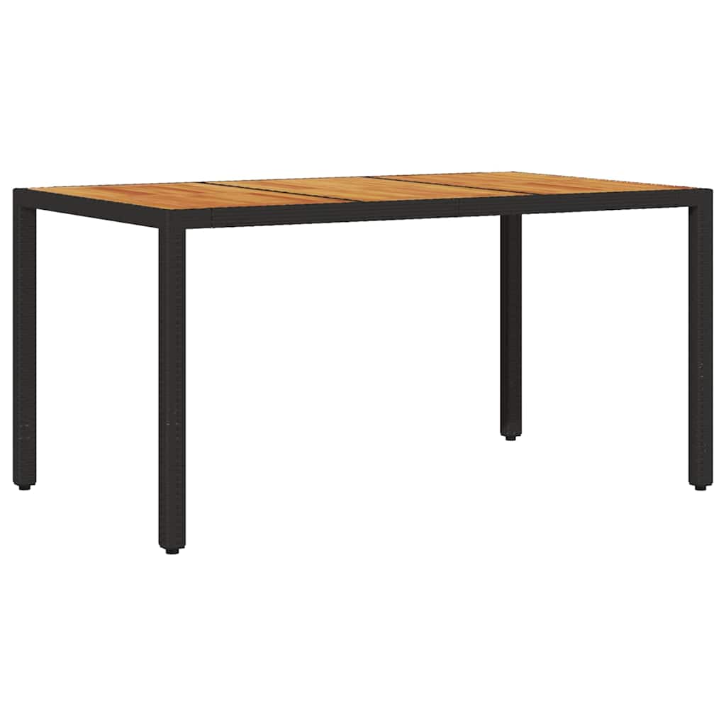 Vidaxl tuintafel met acaciahouten blad 150x90x75 cm poly rattan zwart