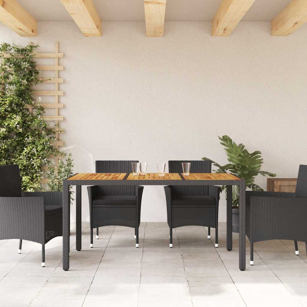 Vidaxl tuintafel met acaciahouten blad 150x90x75 cm poly rattan zwart