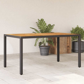 Vidaxl tuintafel met acaciahouten blad 150x90x75 cm poly rattan zwart