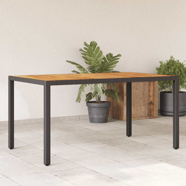 Vidaxl tuintafel met acaciahouten blad 150x90x75 cm poly rattan zwart