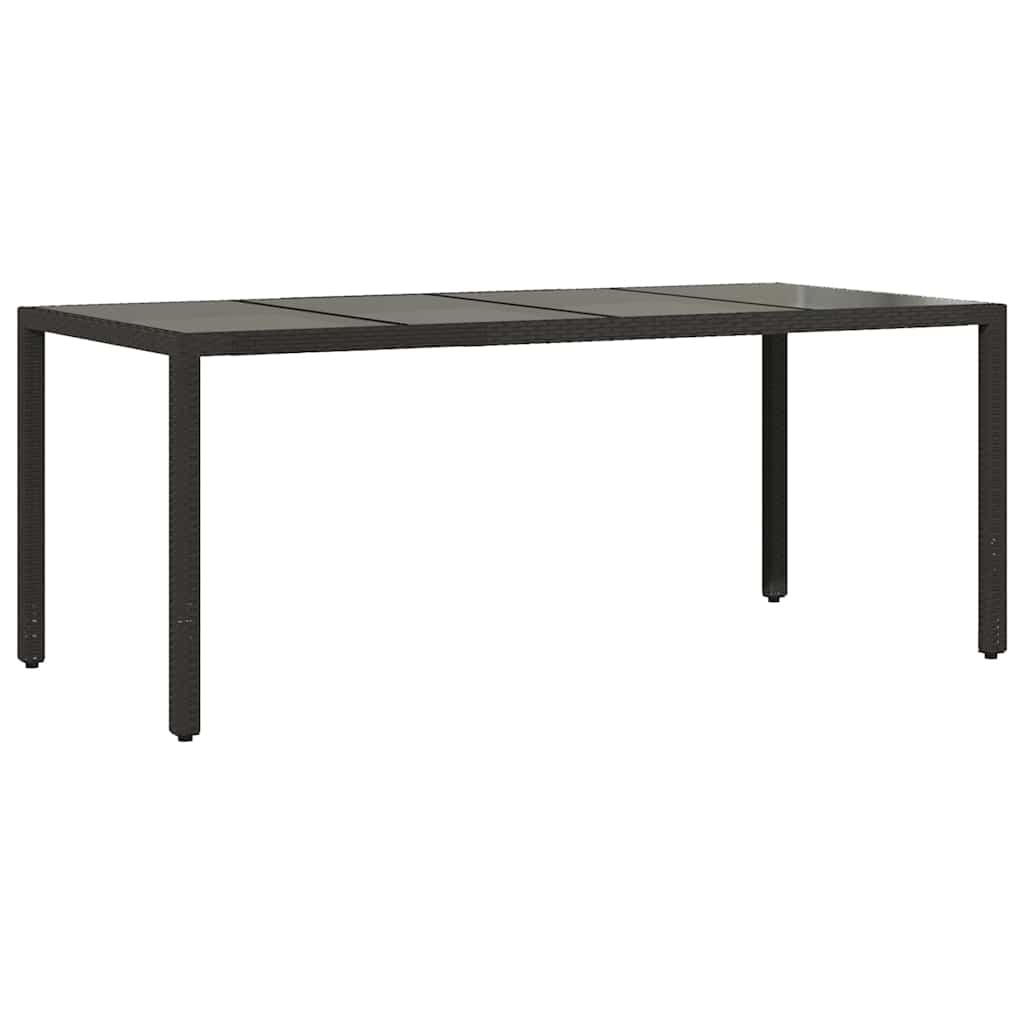 Vidaxl tuintafel met glazen blad 190x90x75 cm poly rattan zwart
