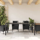 Vidaxl tuintafel met glazen blad 190x90x75 cm poly rattan zwart