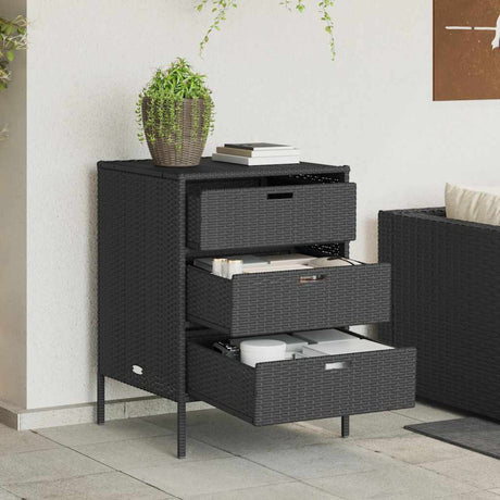 Vidaxl tuinkast 55x59x80 cm poly rattan zwart