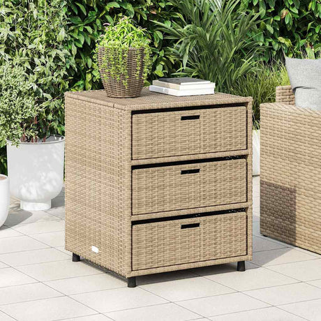 Vidaxl tuinkast 55x59x69 cm poly rattan beige