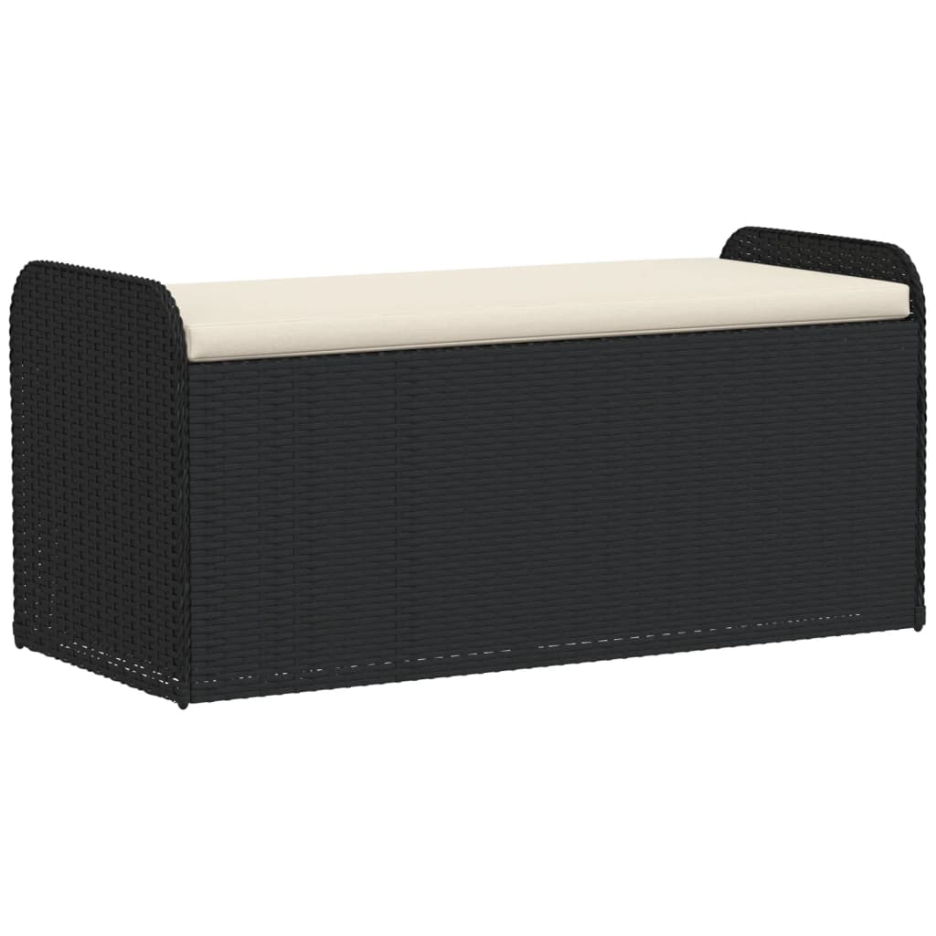Vidaxl opbergbankje met kussen 115x51x52 cm poly rattan zwart