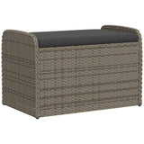Vidaxl opbergbankje met kussen 80x51x52 cm poly rattan grijs