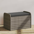 Vidaxl opbergbankje met kussen 80x51x52 cm poly rattan grijs