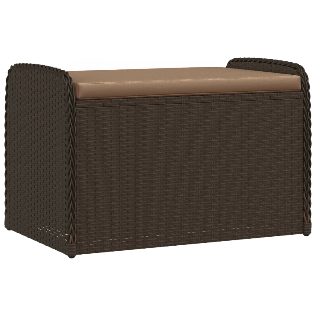 Vidaxl opbergbankje met kussen 80x51x52 cm poly rattan bruin
