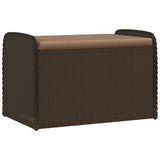 Vidaxl opbergbankje met kussen 80x51x52 cm poly rattan bruin