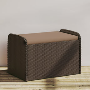 Vidaxl opbergbankje met kussen 80x51x52 cm poly rattan bruin