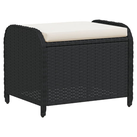Vidaxl tuinkruk met kussen 58x46x46 cm poly rattan zwart