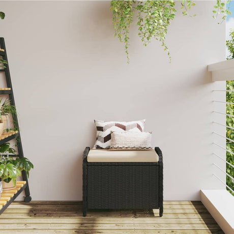 Vidaxl tuinkruk met kussen 58x46x46 cm poly rattan zwart