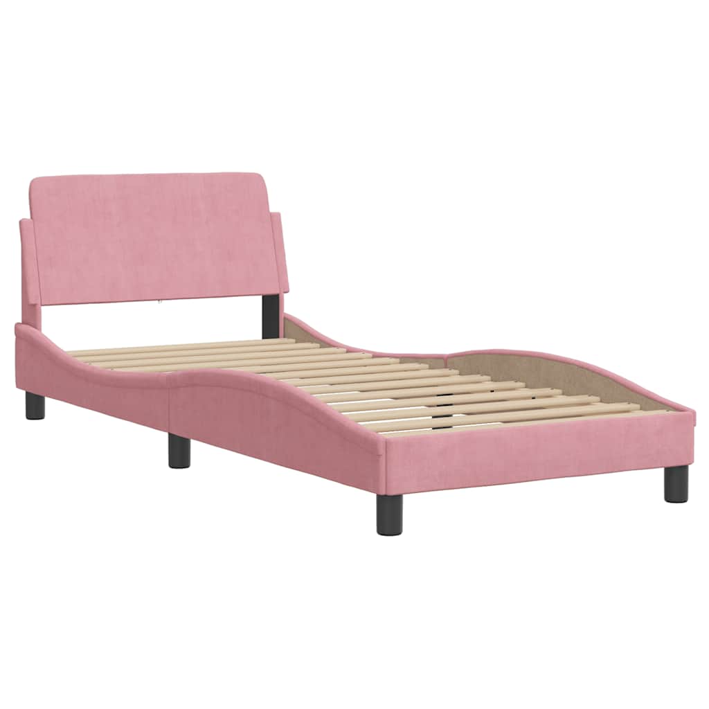 Vidaxl bedframe met hoofdeinde dover 80x200 cm fluweel roze
