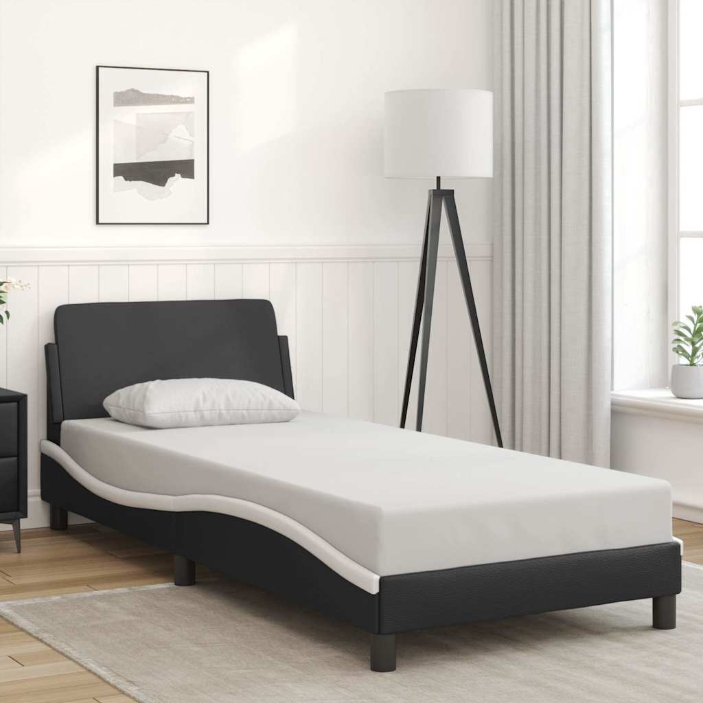 Vidaxl bedframe dover kunstleer zwart en wit 80x200 cm