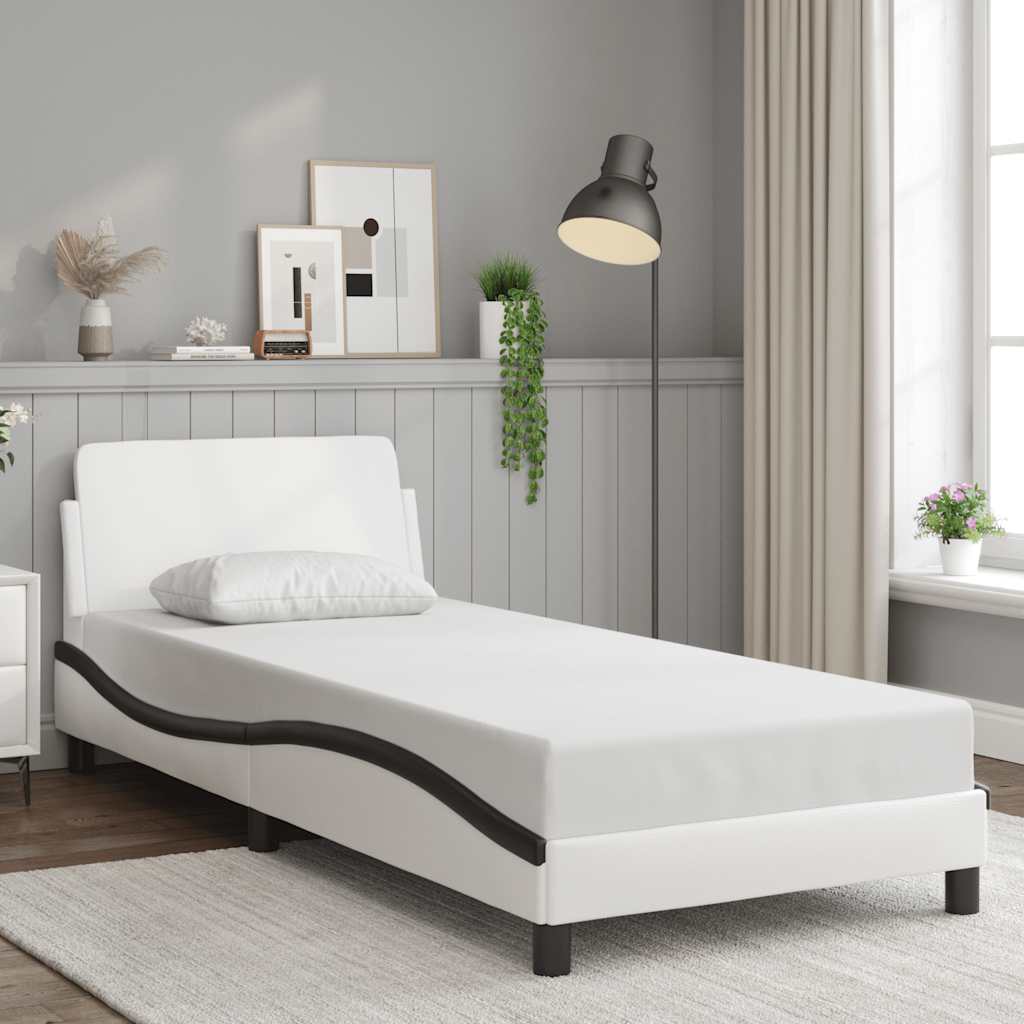 Vidaxl bedframe dover kunstleer wit en zwart 80x200 cm