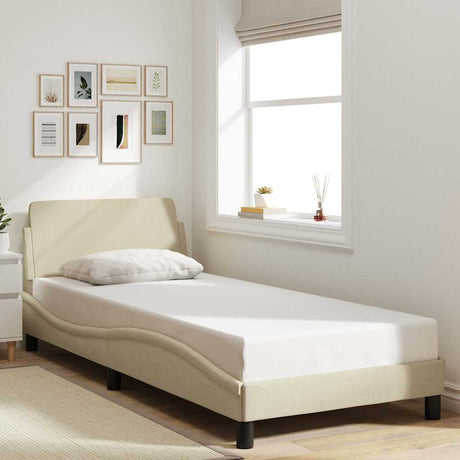 Vidaxl bedframe met hoofdeinde dover 90x190 cm stof crème