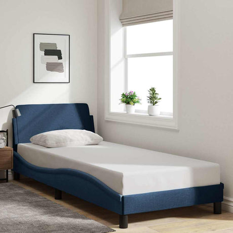 Vidaxl bedframe met hoofdeinde dover 90x190 cm stof blauw