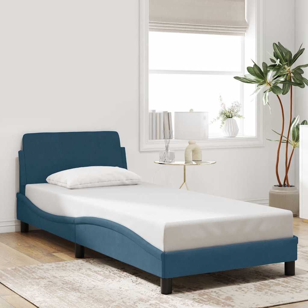 Vidaxl bedframe met hoofdeinde dover fluweel blauw 90x190 cm