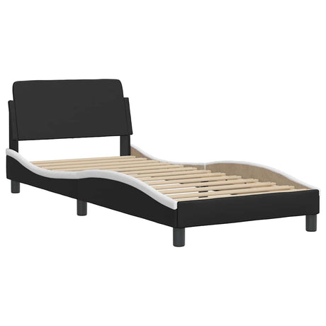 Vidaxl bedframe dover kunstleer zwart en wit 90x190 cm