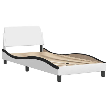 Vidaxl bedframe dover kunstleer zwart en wit 90x190 cm
