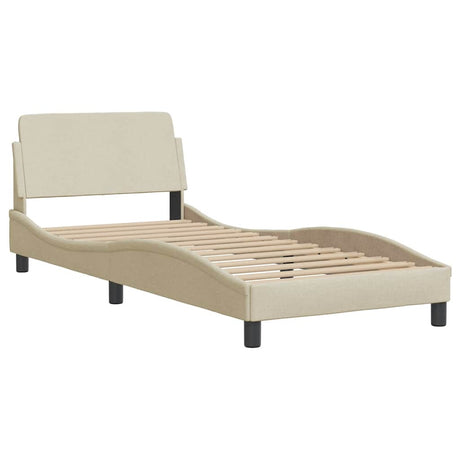 Vidaxl bedframe met hoofdeinde dover 90x200 cm stof crème